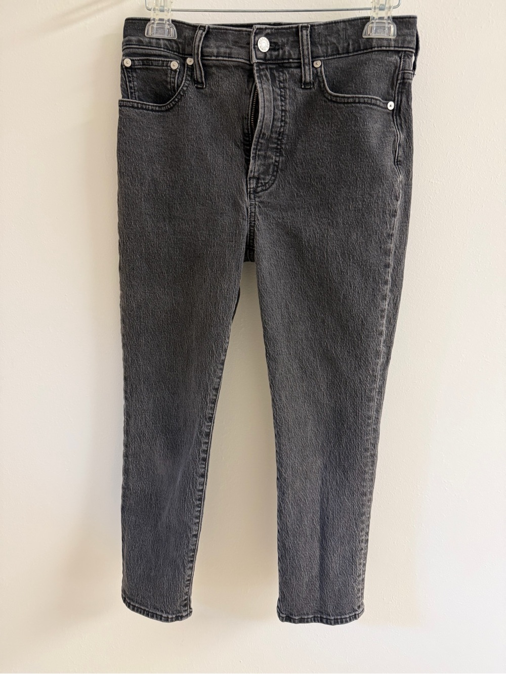 Madewell Straight Leg Jeans in Washed Black